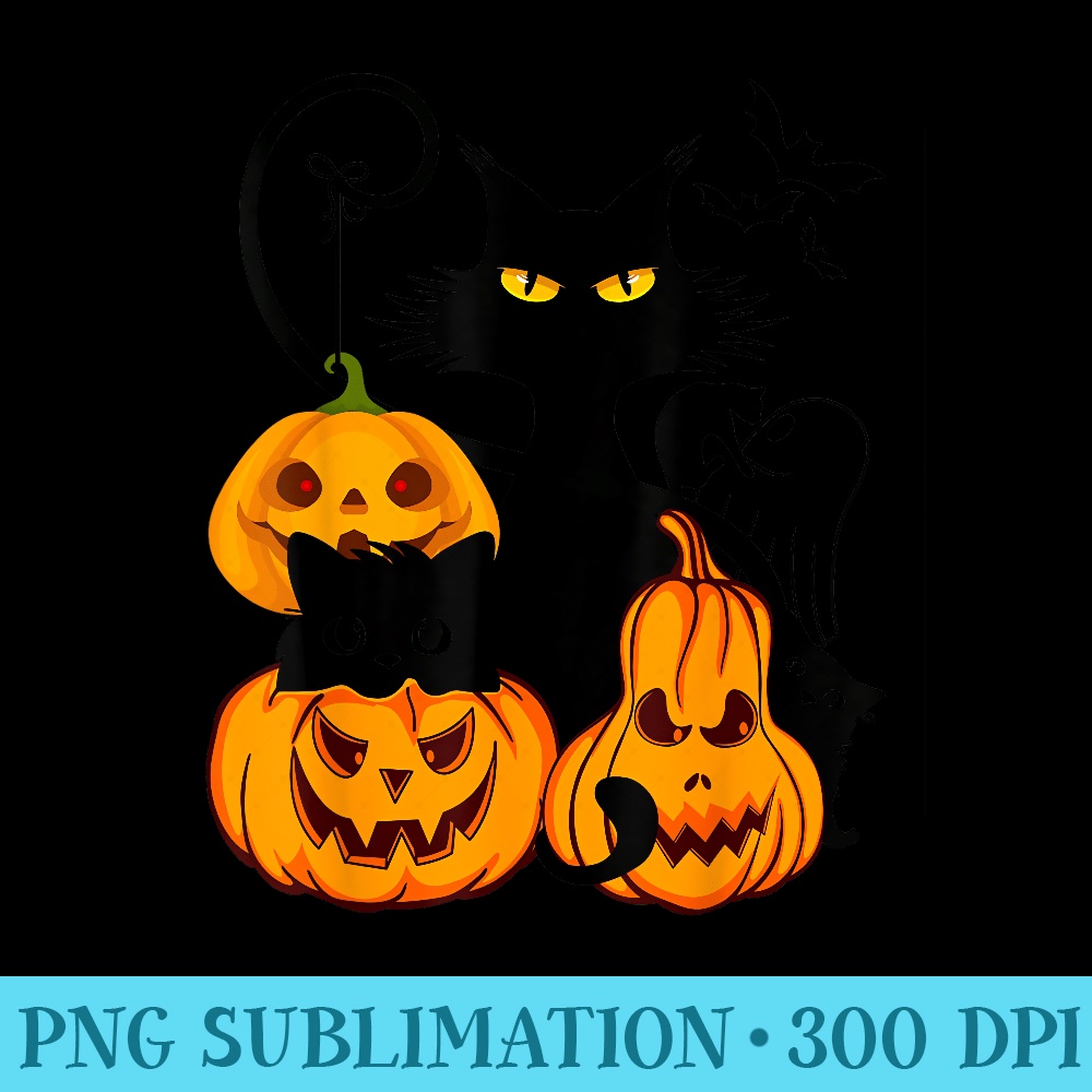 Retro Black Cat Halloween Pumpkin For s - PNG Design Files - Enhance Your Apparel with Stunning Detail