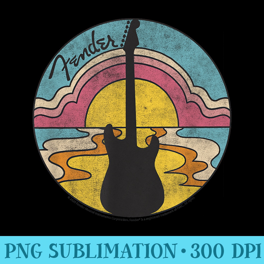 Fender Beach Guitar Sunset Outline - Mug Sublimation PNG - Unleash Your Inner Rebellion