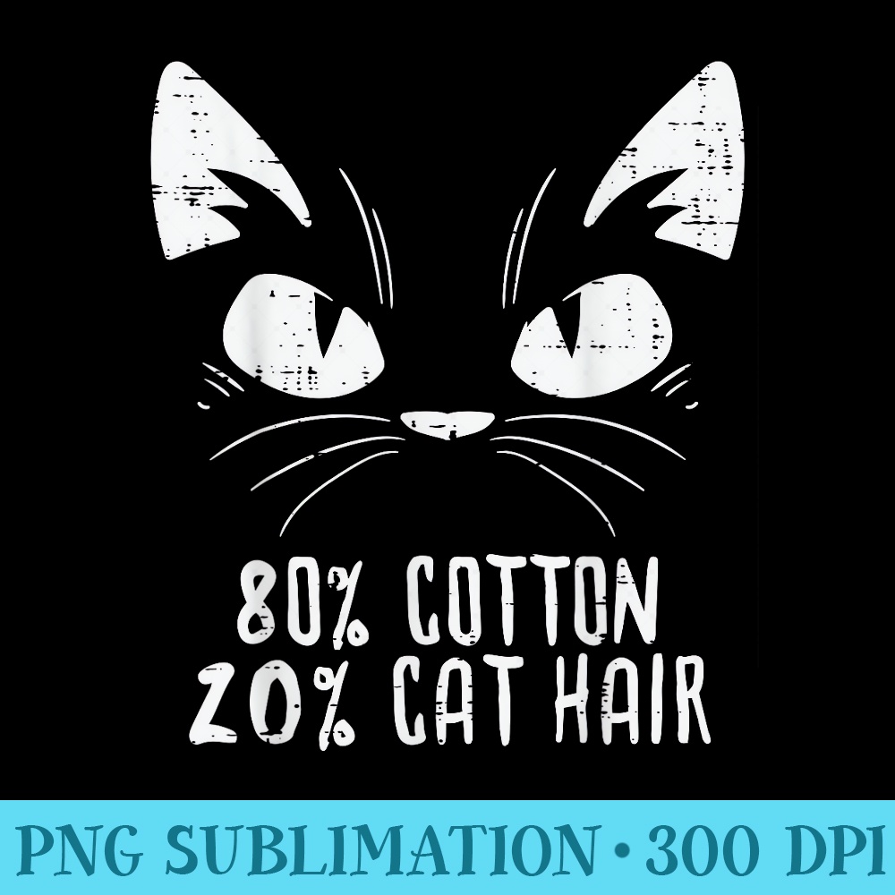 Black Cat Face 80 Cotton 20 Hair Kitten Feline Pet Lover - Modern PNG designs - Bold & Eye-catching