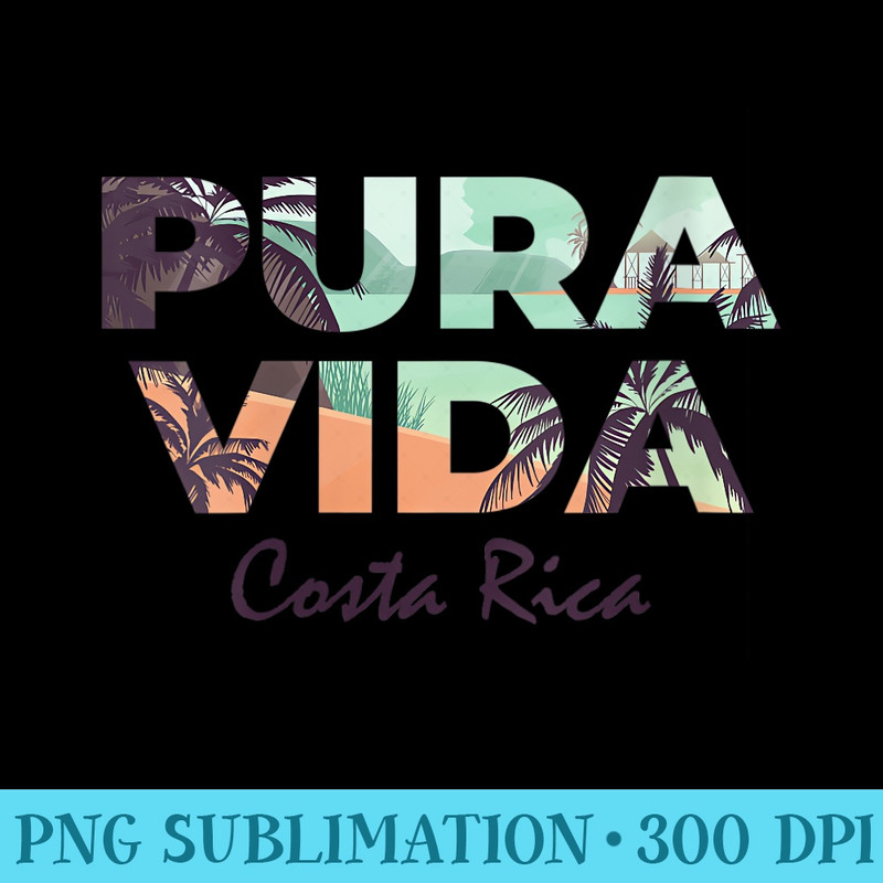 Womens Pura Vida Costa Rica Colorful Tropical Beach - Modern PNG designs - Unique And Exclusive Designs