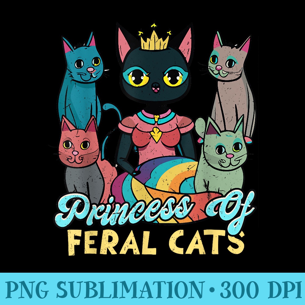 Anime Black Cat Princess Of Feral Cats Manga Kitten Lover - Sublimation PNG Designs - Instant Access To Downloadable Files