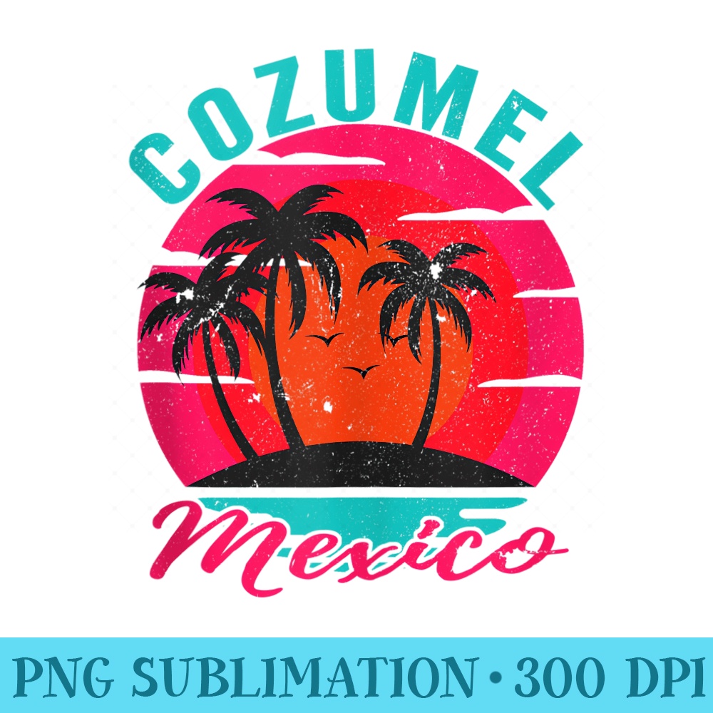 Cozumel Mexico Palm Trees Sunset Beach Ocean - PNG Art Files - Transform Your Sublimation Creations