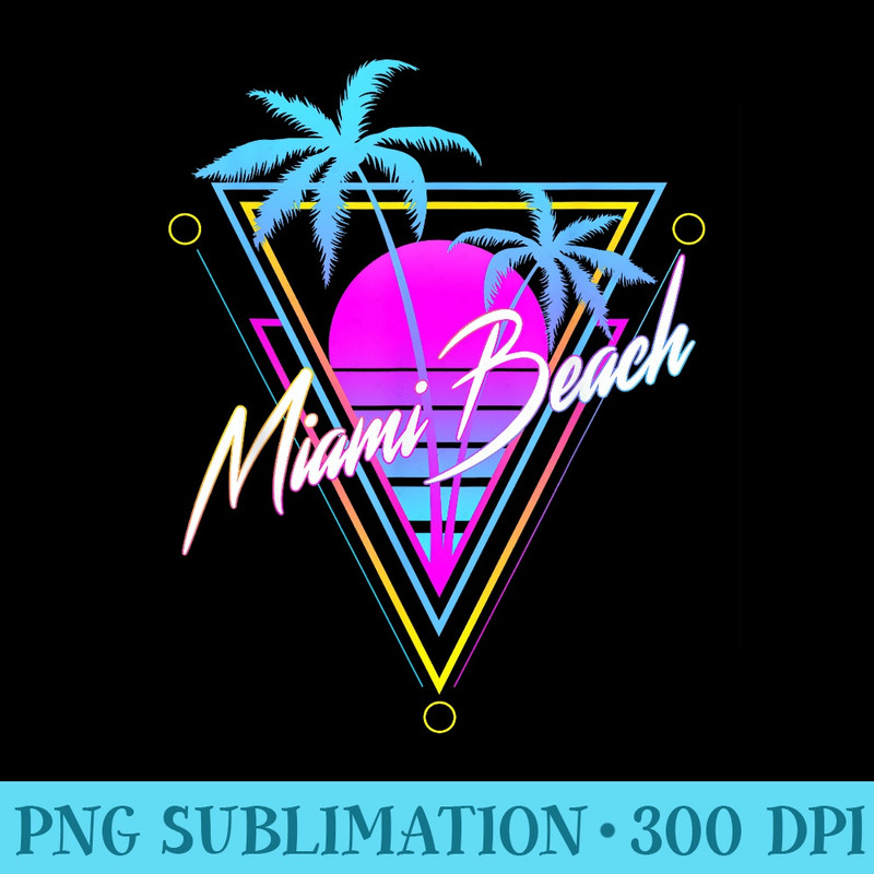 Retro Miami Beach Vintage 80s Beach Souvenir - PNG Art Files - Unlock Vibrant Sublimation Designs