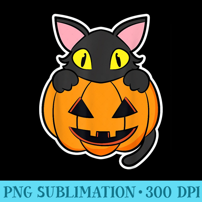 Black Cat sitting in a Pumpkin for Cat Lover Halloween - PNG Design Files - Create with Confidence