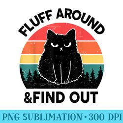 cat fluff around find out funny adult humor black cat - unique sublimation patterns