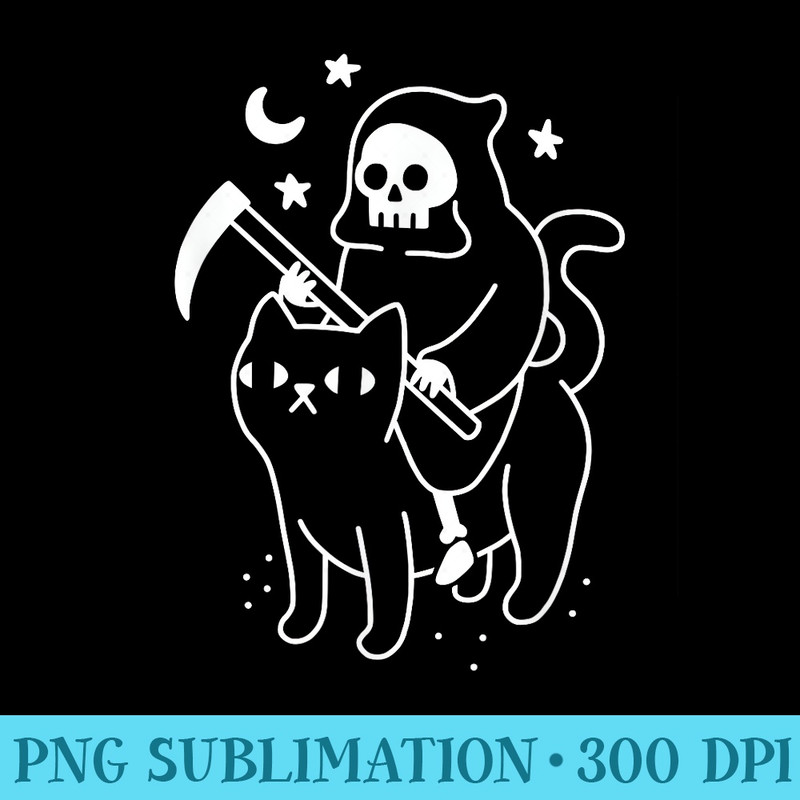 Death Rides a Black Cat - Unique Sublimation PNG Download - Unleash Your Inner Rebellion