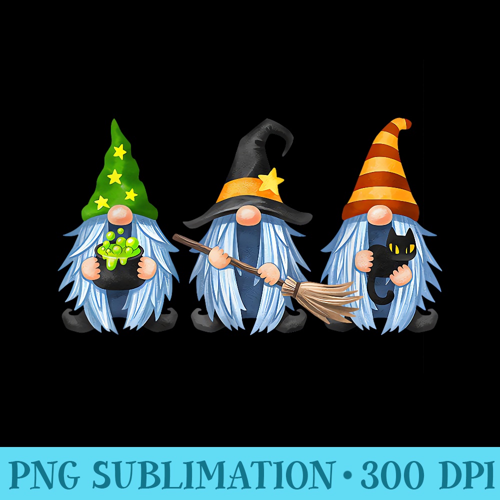 Cute Halloween Gnomes Cat Black Autumn Fall Funny Gnome - High Quality PNG Files - Perfect for Sublimation Mastery
