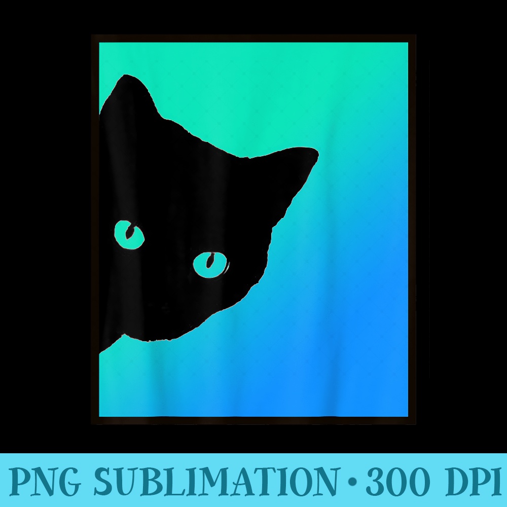 Black Cat Blue Green T Designed By Cats Made Better - Printable PNG Graphics - Perfect for Sublimation Mastery