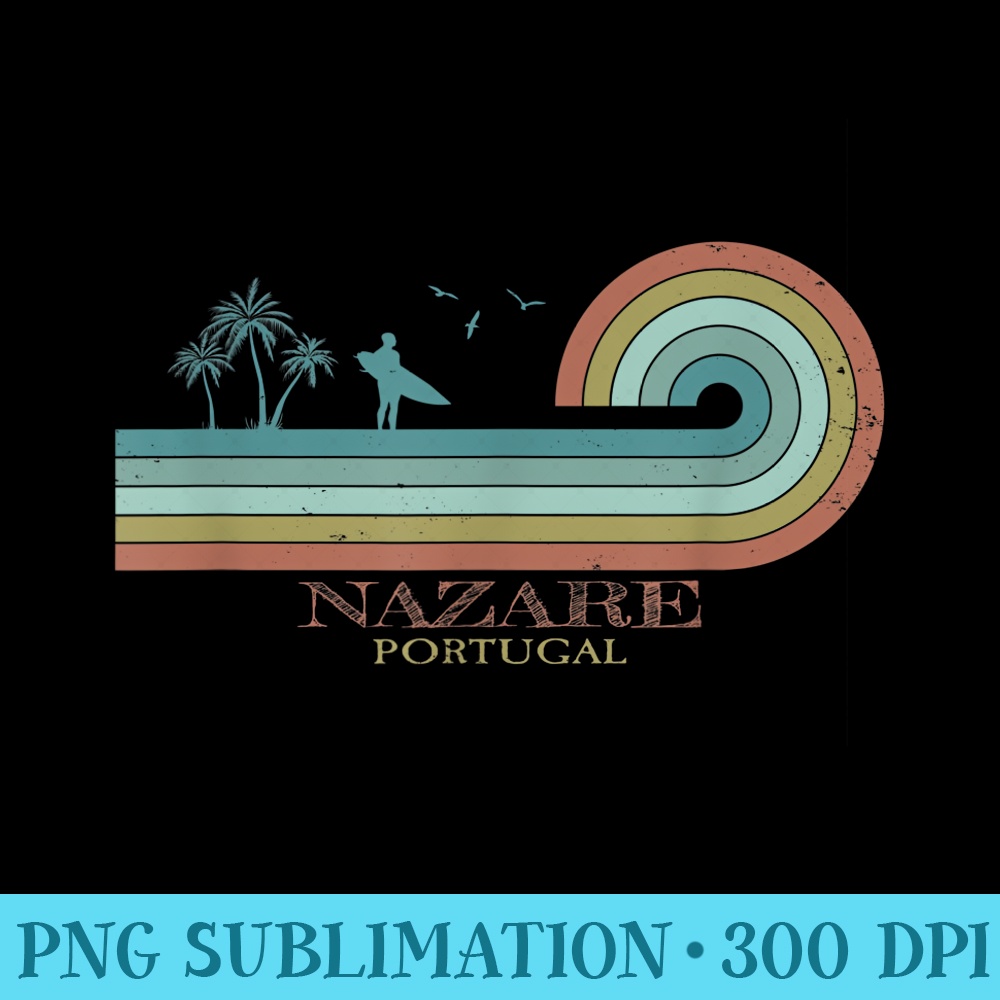 Nazare Surfer I Portugal Retro I Surfing I Nazare Surf - Ready To Print PNG Designs - Instantly Transform Your Sublimation Projects