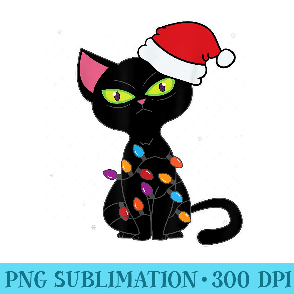 Funny Black Cat Christmas Lights Jolly Group Christmas - PNG Download - Capture Imagination with Every Detail