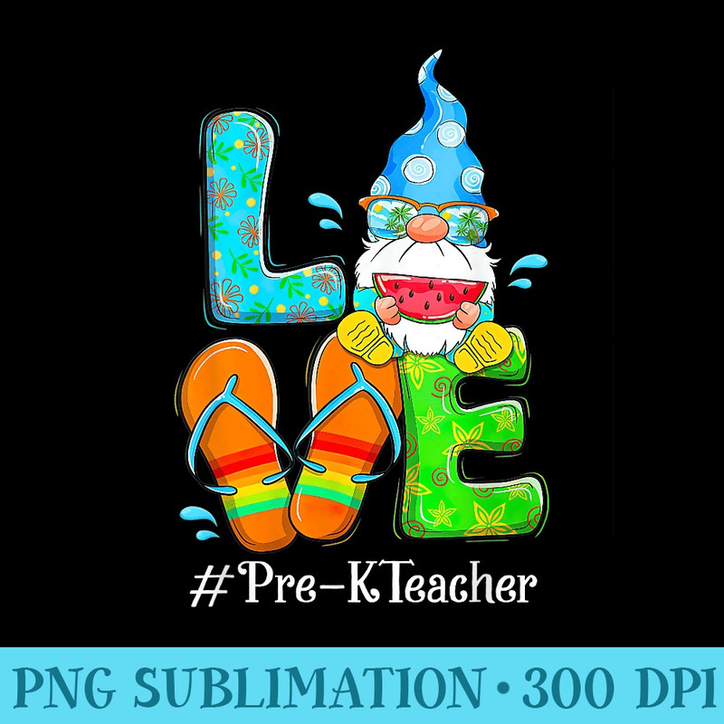 Gnomies LOVE PreK Teacher Summer Vibes Beach Tree Sunset - PNG Art Files - Fashionable and Fearless
