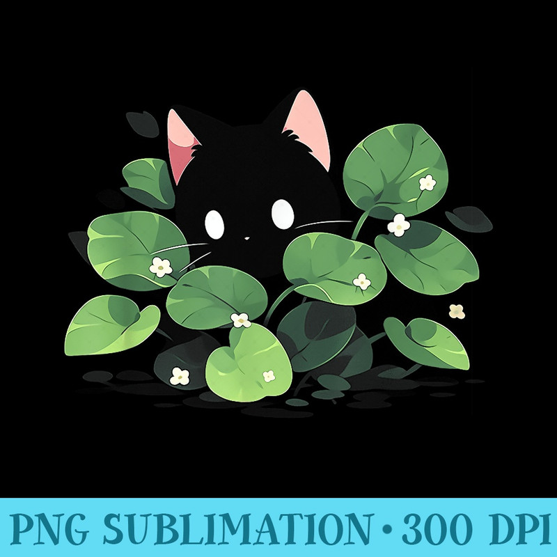 Kawaii Black Cat with Sprout Crazy Plant Lady Plants Lover - PNG Download - Enhance Your Apparel with Stunning Detail