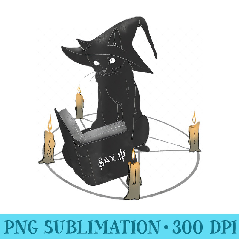 Goth Witchy Black Cat Pentagram Witchcraft Demon Occult - Digital PNG Artwork - Premium Quality PNG Artwork
