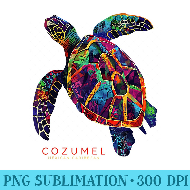 Cozumel Beach Design Sea Turtle Scuba Dive Retro Vacation - High Quality PNG files - Perfect for Personalization