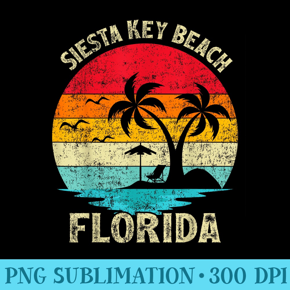 Family Vacation Vintage Retro Florida Siesta Key Beach - Ready To Print PNG Designs - Premium Quality PNG Artwork
