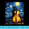 Black Cat playing violin Starry Night Vincent van Gogh - PNG Clipart - Create with Confidence