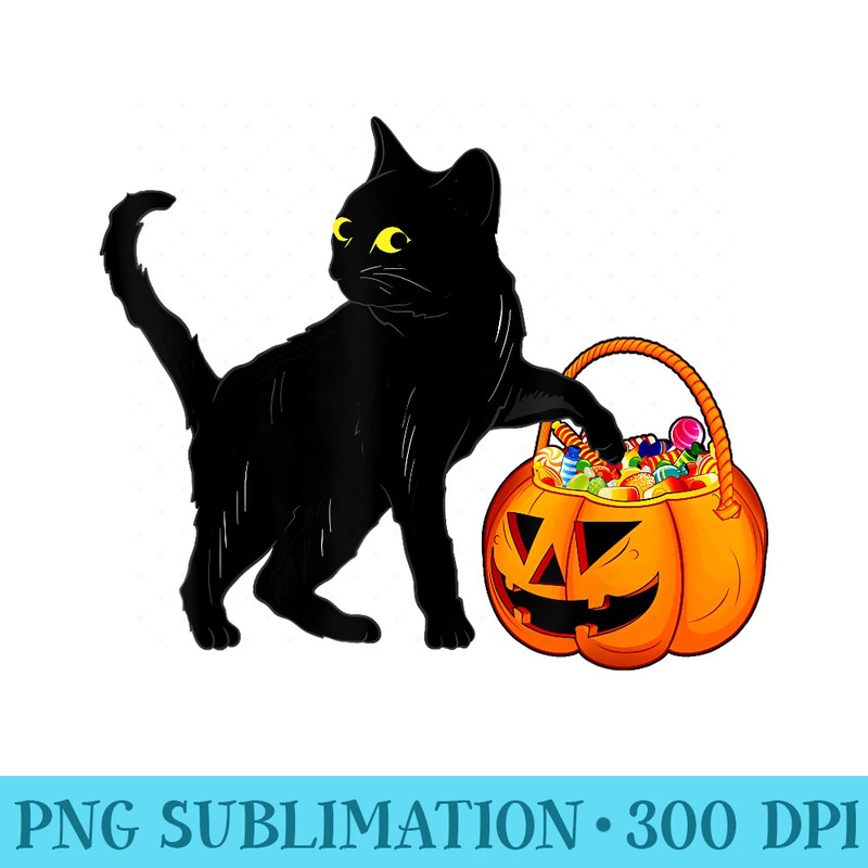 Halloween Black Cat Jack O Lantern Pumpkin Sweet Candy - Printable PNG Graphics - Defying the Norms
