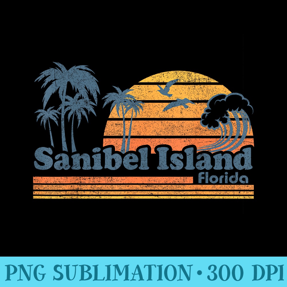 Sanibel Island Beach Florida Vintage Spring Break 70s Retro - PNG Design Files - Stunning Sublimation Graphics