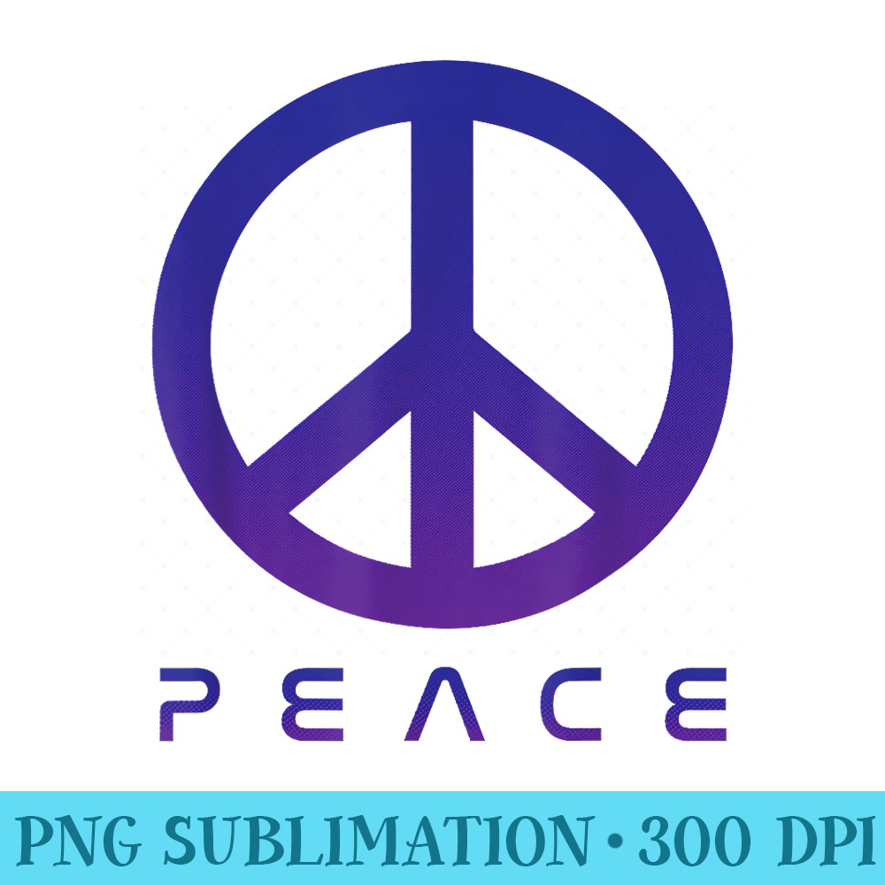 Minimalist Peace Sign Hippie 60s 70s Retro Purple Blue - High Quality PNG files - Capture Imagination with Every Detail