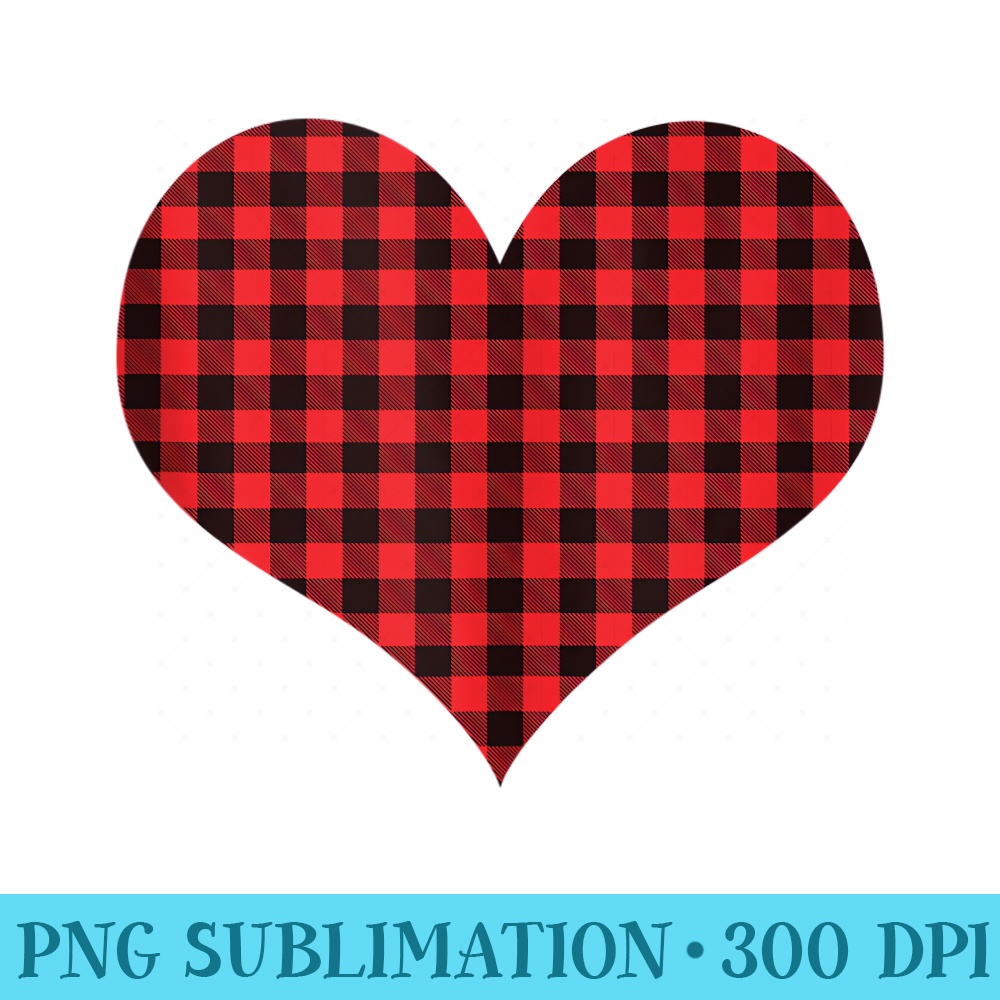 Red Heart Buffalo Plaid Cute Girlie Valentines - Blank Shirt Template PNG - Add a Festive Touch to Every Day