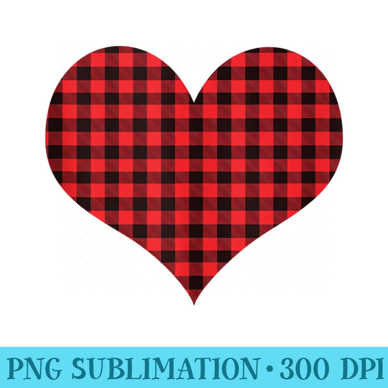 Red Heart Buffalo Plaid Cute Girlie Valentines - Blank Shirt Template PNG - Add a Festive Touch to Every Day
