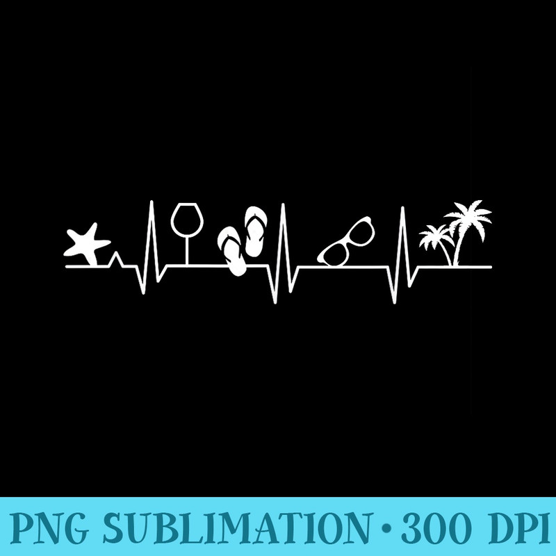 Heartbeat Palm Tree Wine Glass Flip Flop Garment - PNG Download Resource - Vibrant and Eye-Catching Typography