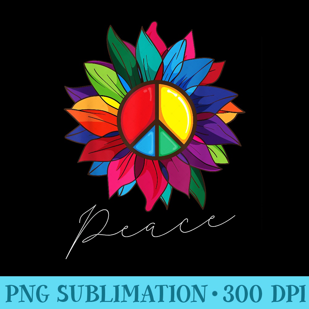 Sunflower Flower Rainbow Peace Sign World Retro Hippie 70s - Shirt Artwork Download - Trendsetting And Modern Collections