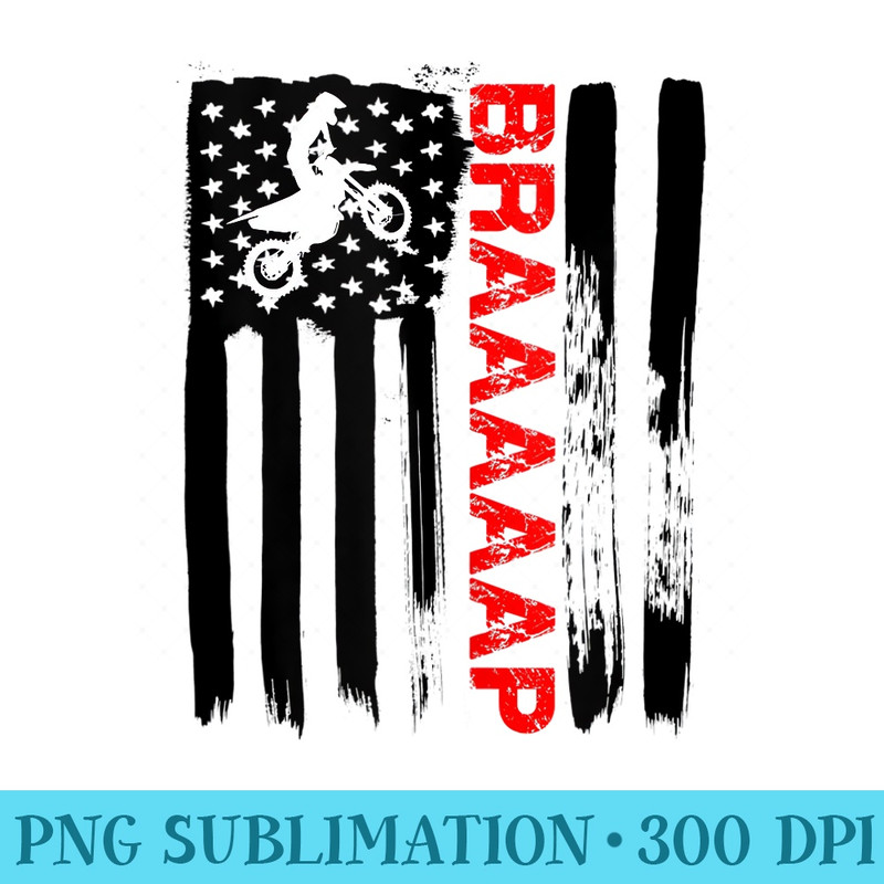 American Flag USA Dirt Bike Braaap T Motocross - High Resolution PNG Download - Boost Your Success with this Inspirational PNG Download