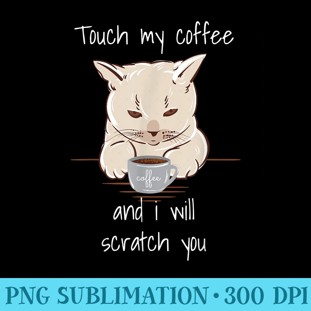 Touch My Coffee Funny Caffeine Cat Lovers - Sublimation images PNG download - Vibrant and Eye-Catching Typography