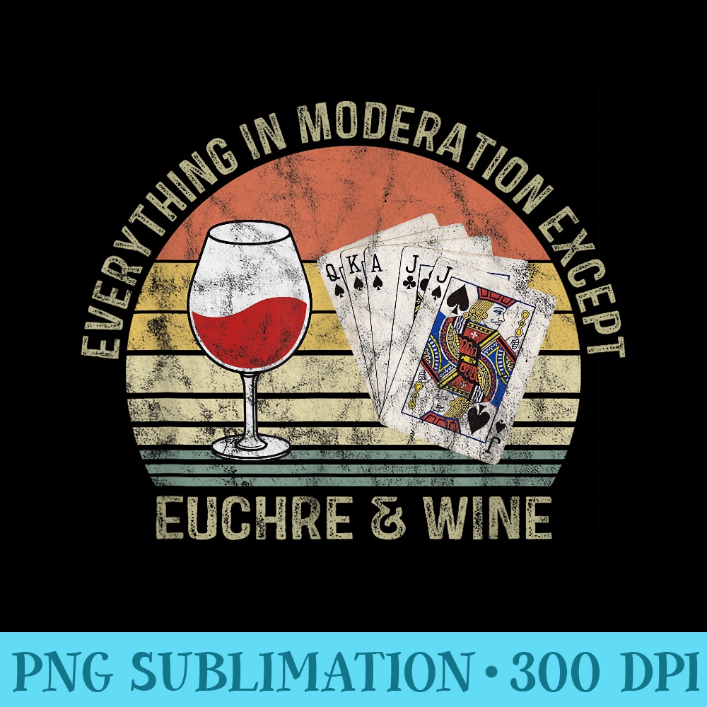Euchre Card Game Player Lucky Euchre And Wine Vintage - Sublimation backgrounds PNG - Lifetime Access To Purchased Files