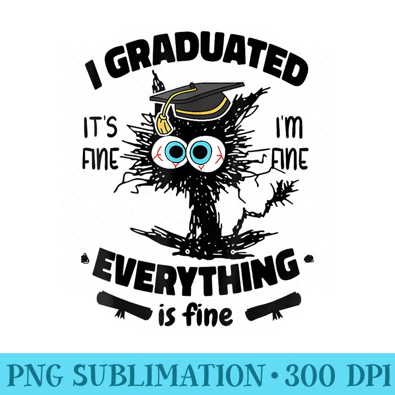 I Graduated Graduate Class 2023 Funny Black Cat Graduation - PNG design assets - Unique And Exclusive Designs