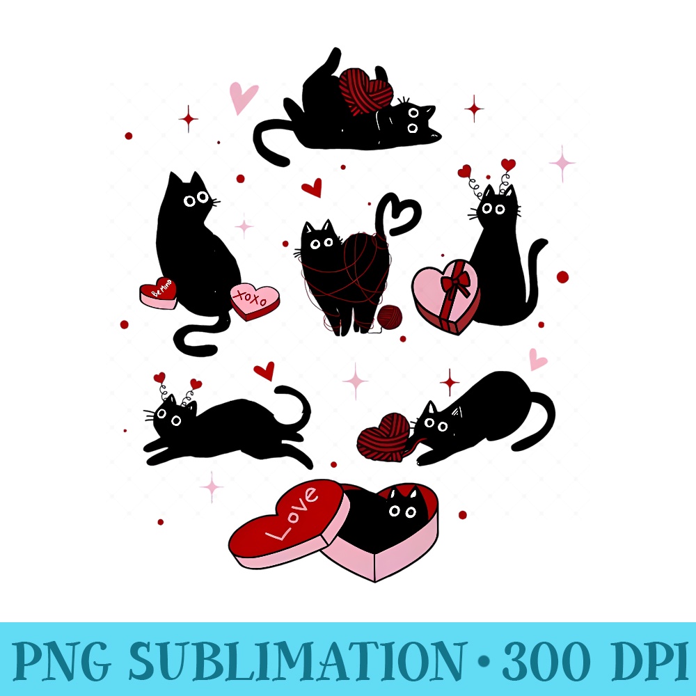 Black Cat Valentines Day Be Mine Valentine XOXO Sweatshirt - Exclusive PNG designs - Enhance Your Apparel with Stunning Detail