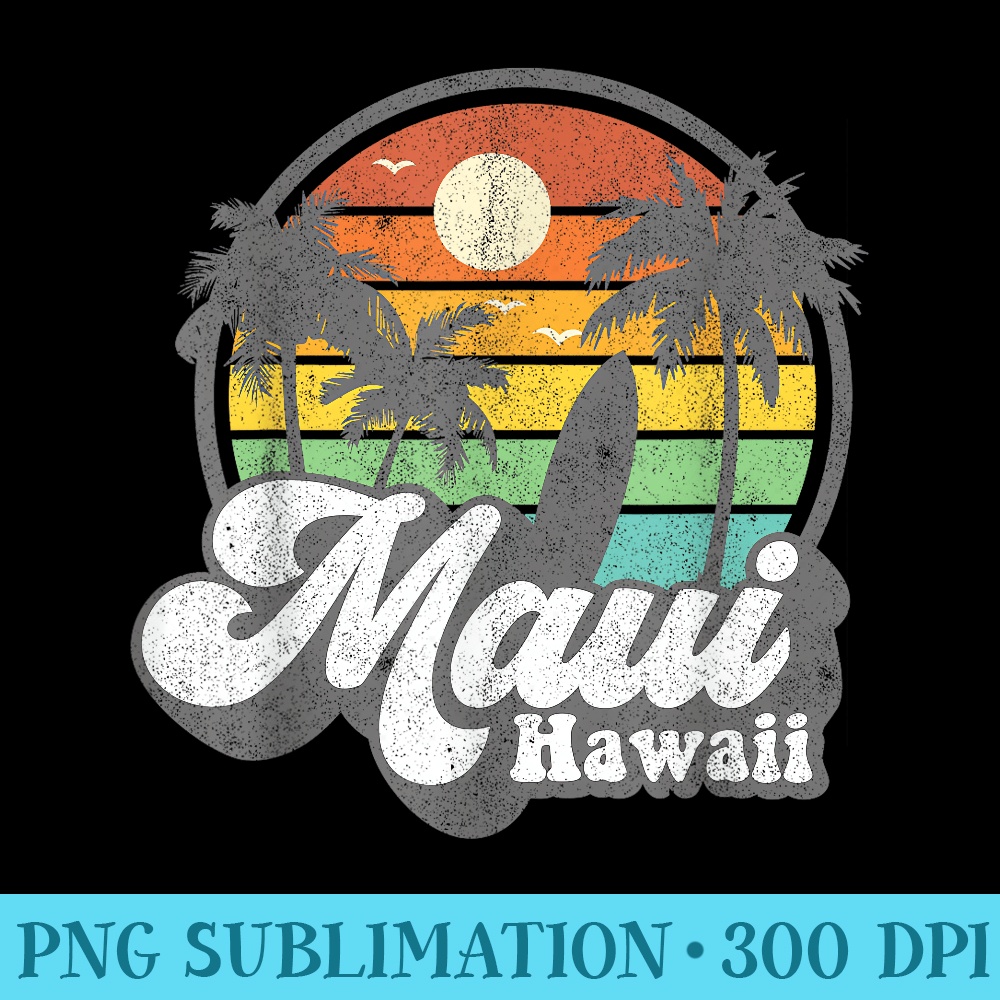 Vintage Maui Hawaii Beach Surfing 70s Surf - Exclusive PNG designs - Quick And Seamless Download Process