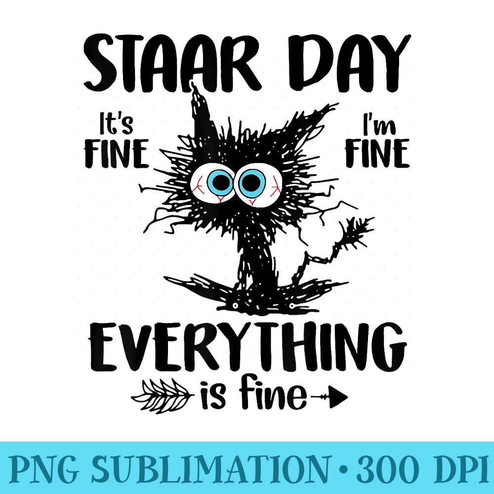 Test Day Black Cat Teacher Student Staar Testing Day - Unique PNG Artwork - Enhance Your Apparel with Stunning Detail