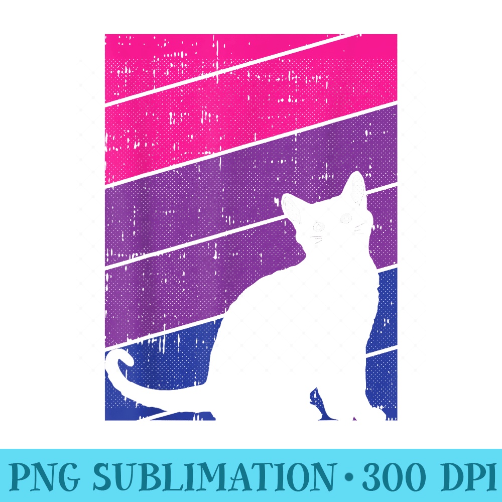 Black Cat Bisexual Pride Kitten Lover LGBTQ Proud Ally Bi - Digital PNG Downloads - Boost Your Success with this Inspirational PNG Download