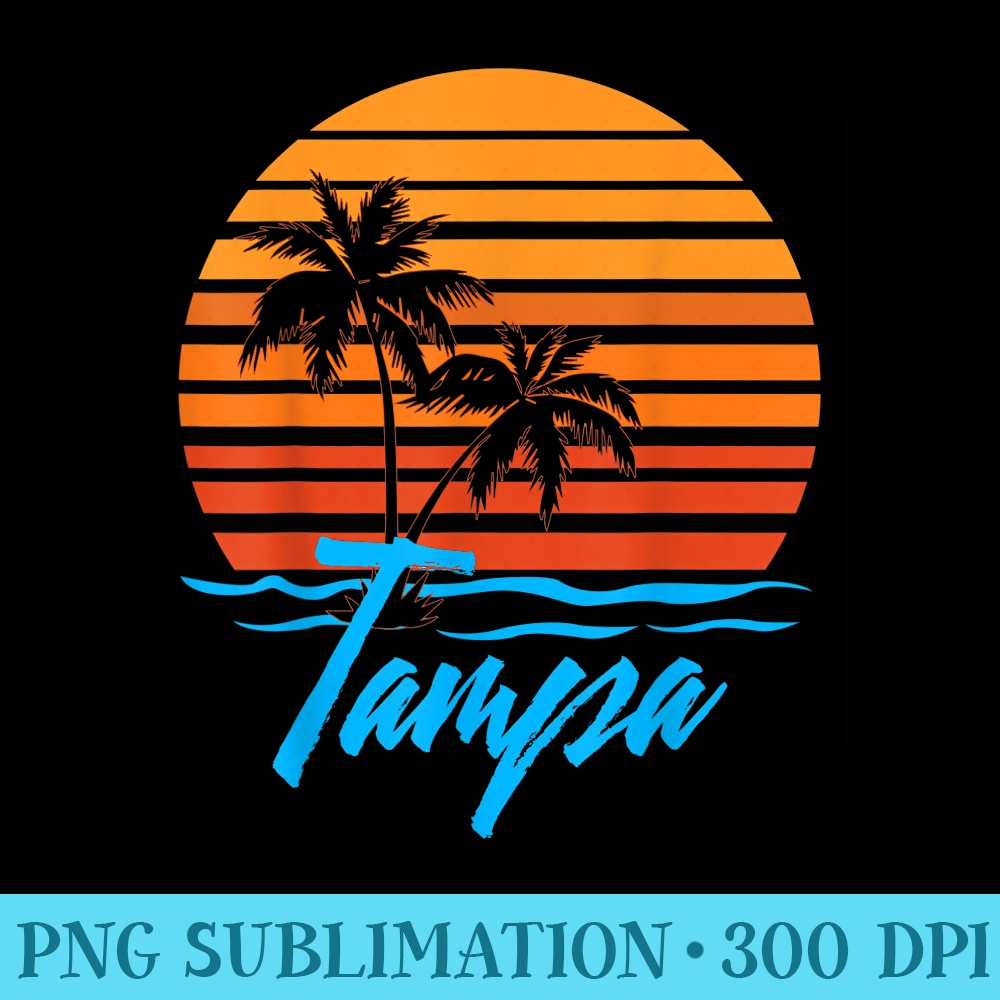 Tampa Sunset Palm Trees Beach Vacation Tourist - Trendy PNG Designs - Revolutionize Your Designs