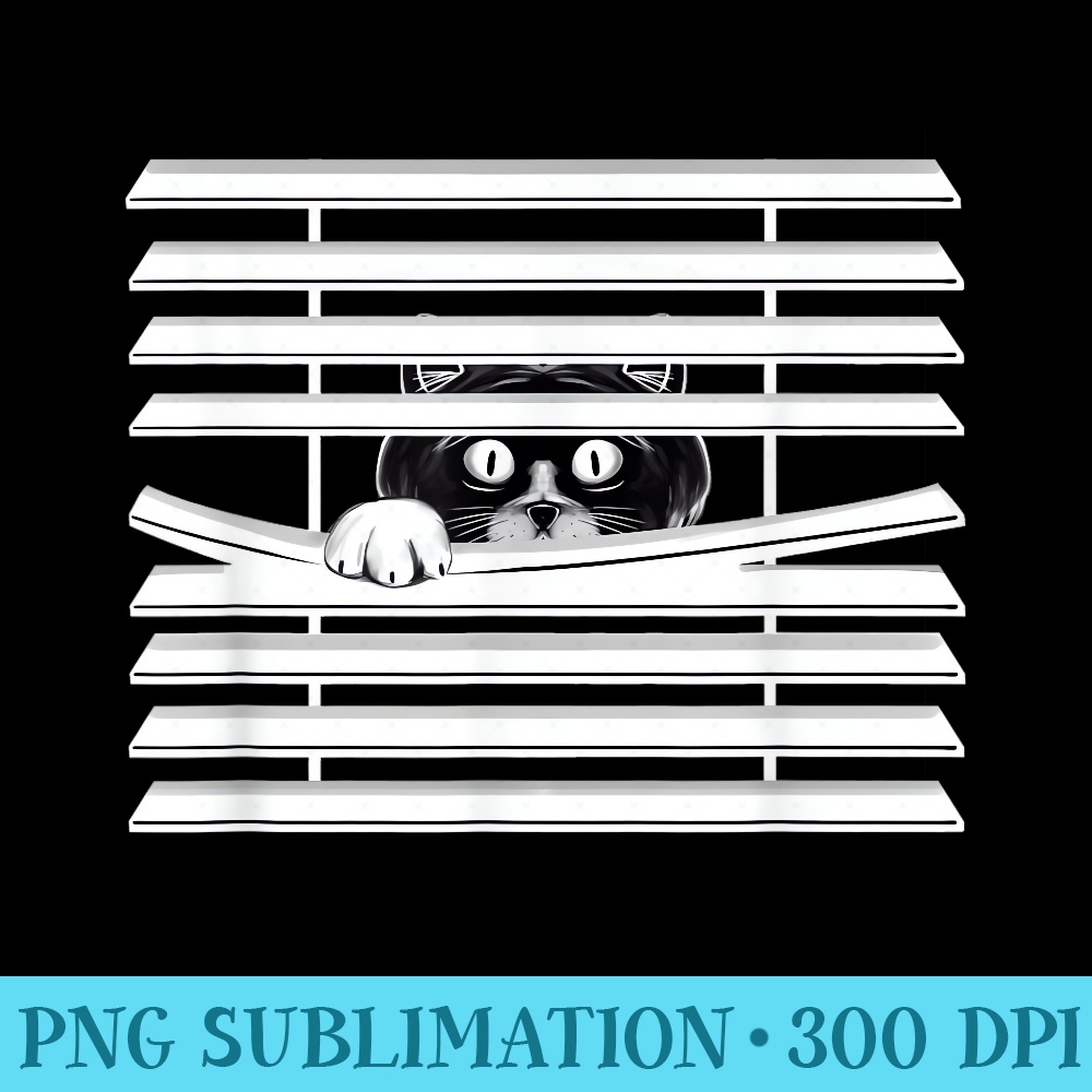 Black Cat Face T Funny Curious Blinds Peeking Kitten - Printable PNG Images - Capture Imagination with Every Detail