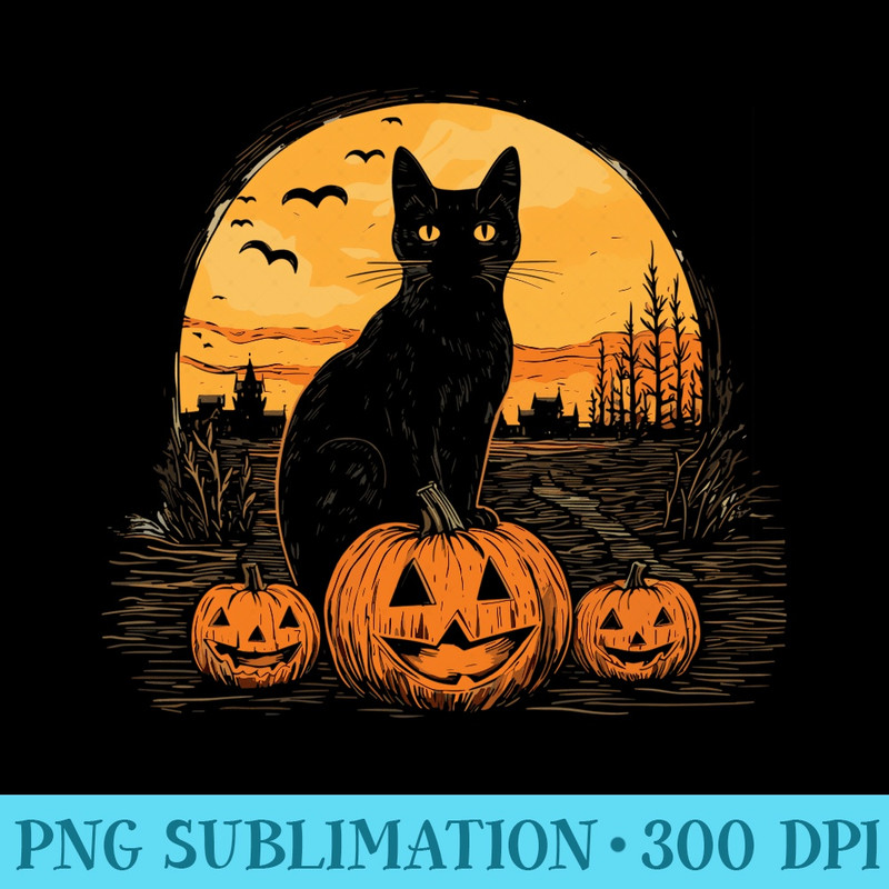 Black Cat Pumpkin Halloween Cat Lover - Unique Sublimation patterns - Bring Your Designs to Life