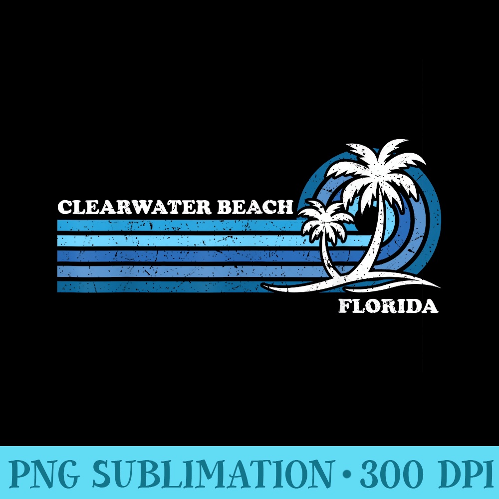 Retro Vintage Family Vacation Florida Clearwater Beach - High Resolution PNG Designs - Perfect for Personalization