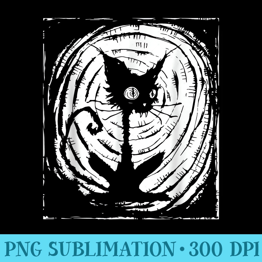 Black Cat Lazy Halloween Scary Creepy - Digital PNG Artwork - Instantly Transform Your Sublimation Projects
