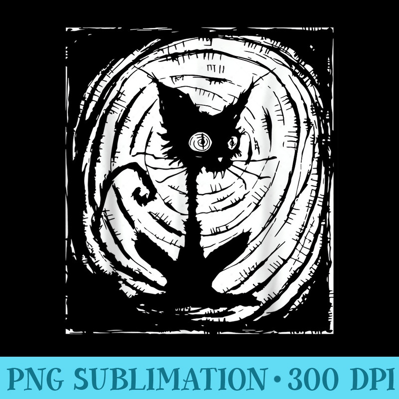 Black Cat Lazy Halloween Scary Creepy - Digital PNG Artwork - Instantly Transform Your Sublimation Projects