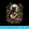 Cottagecore Aesthetic Black Cat Classic Guitar Girls Women - Unique Sublimation PNG Download - Perfect for Sublimation Mastery
