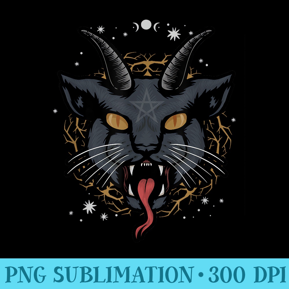 Demon Evil Black Cat Satanic Scary Occult Occultism - PNG Art Files - Unlock Vibrant Sublimation Designs
