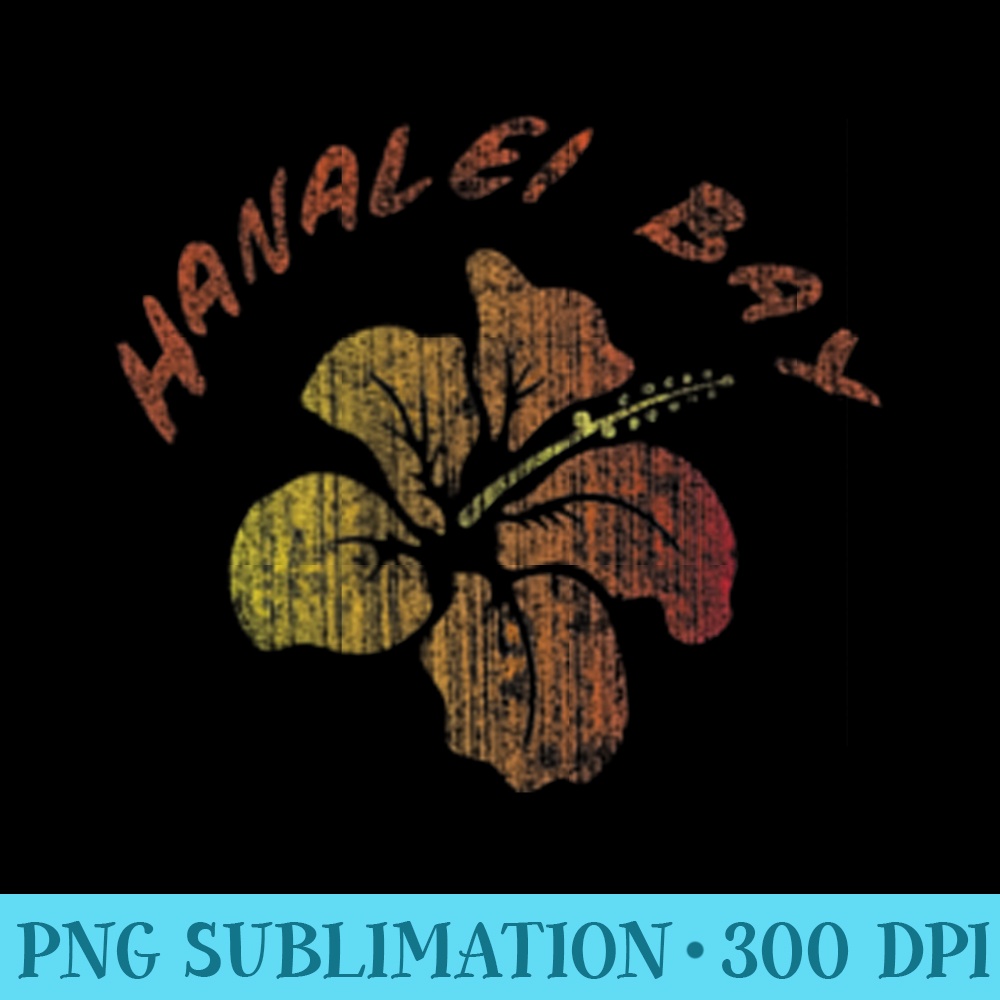 Hanalei Bay Kauai Island Beach Vintage Retro Surf - PNG Templates - Create with Confidence