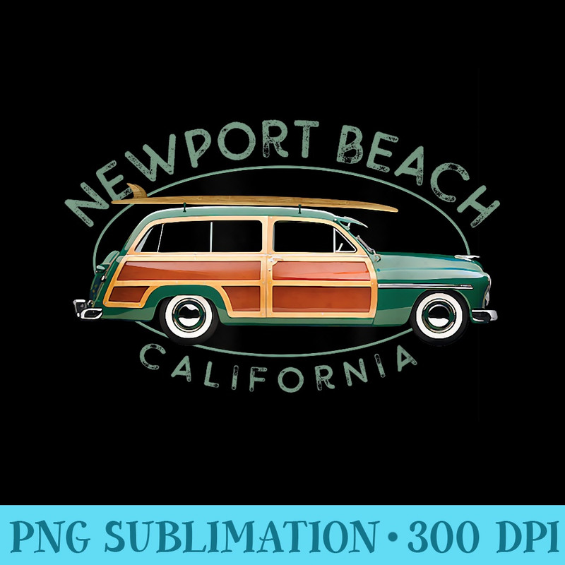 Newport Beach California Vintage Surfing - PNG Graphics - Spice Up Your Sublimation Projects