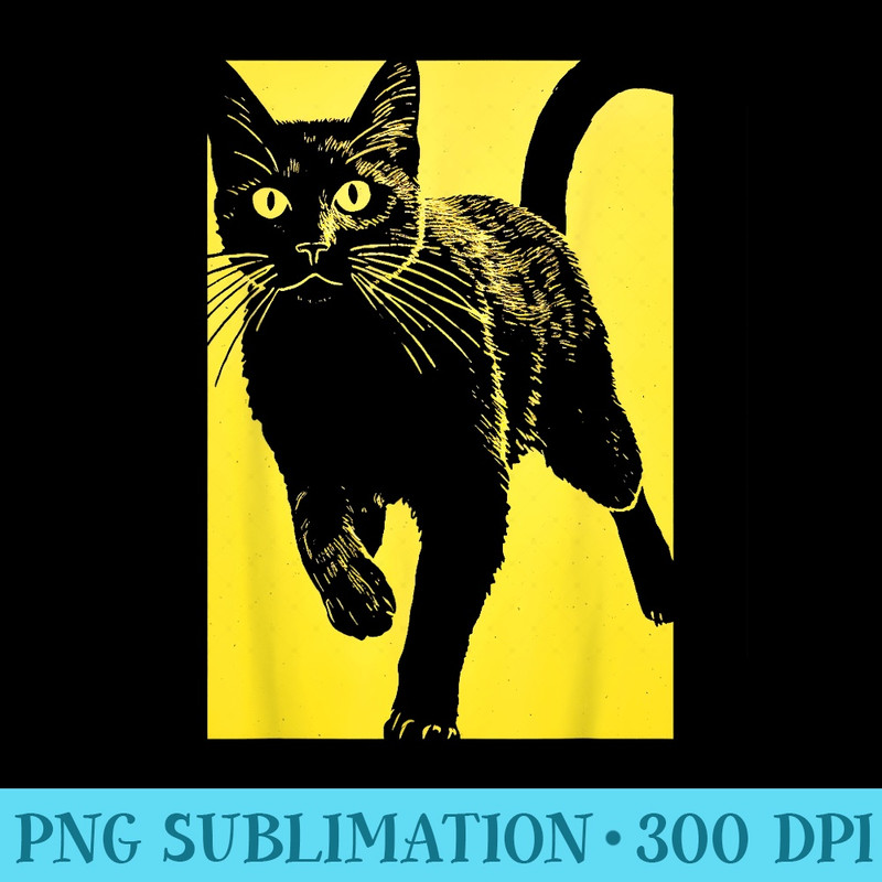 Black Cat Yellow Print - PNG Prints - Perfect for Personalization