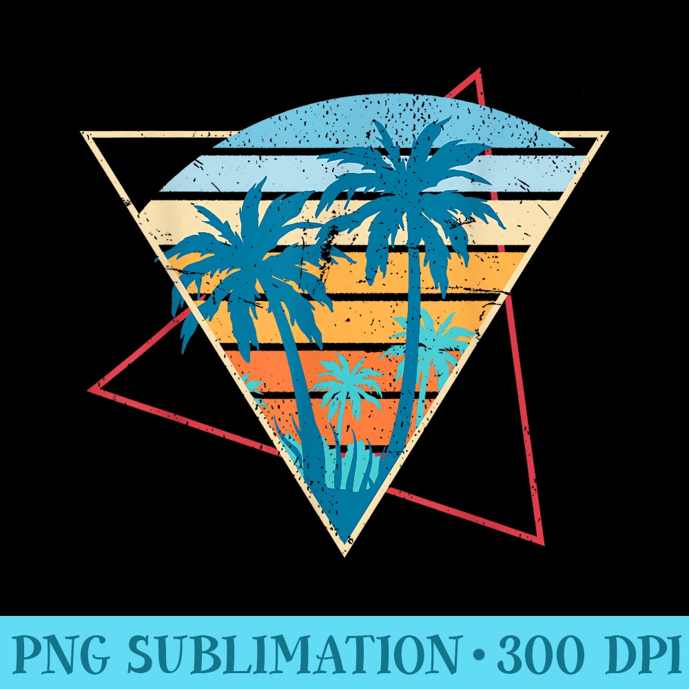 Summer Vibes Sunset Palm Trees Beach Retro Tropical Summer - PNG design downloads - Stunning Sublimation Graphics