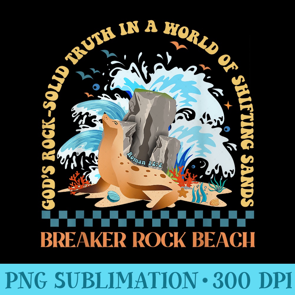 Gods RockSolid Retro Breaker Rock Beach VBS 2024 Christian - Unique Sublimation PNG Download - Quick And Seamless Download Process