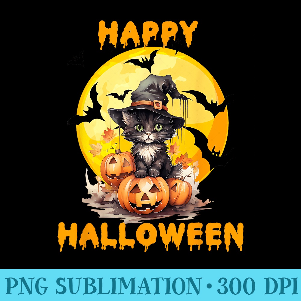 Black Cat Halloween Pumpkin For Women - PNG Design Files - Capture Imagination with Every Detail