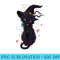 Vintage Scary Halloween Black Cat Witch Hat Moon - Exclusive PNG designs - Unlock Vibrant Sublimation Designs